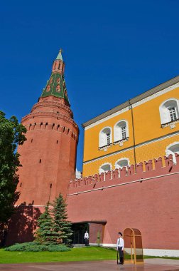 Moskova, Rusya 06.17.2012. Moskova 'nın ana meydanı Moskova Kremlin ile Kitay-Gorod arasında yer almaktadır. Moskva nehrinin kıyısına doğru nazik Vasilievsky nehrinden geliyor..