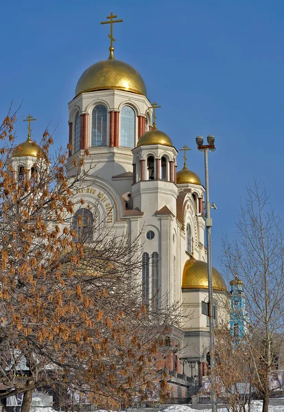 Yekaterinburg, Russia 23.02.2012. The Church on the Blood is a functioning Orthodox church built in the city of Yekaterinburg on the site of the Ipatiev house, in which the last Russian emperor Nicholas II and his family were shot.