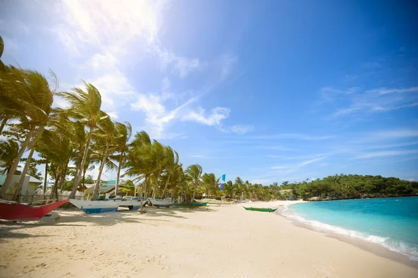 Tropical Beach White Sand Boats — Stock Photo, Image