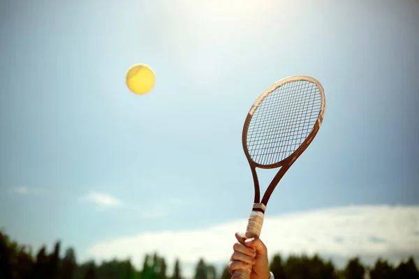 Närbild Mottagande Tennisboll — Stockfoto