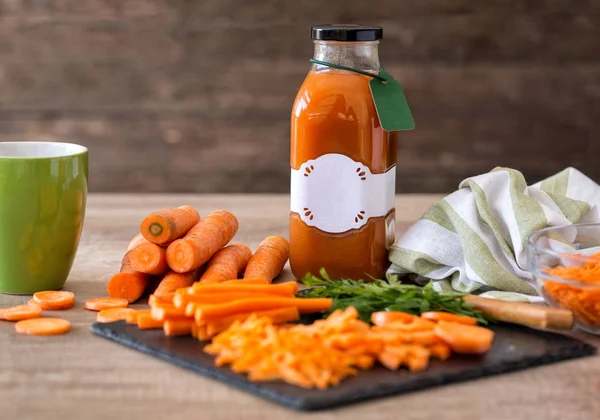 sweet natural carrot juice prepared of raw carrot