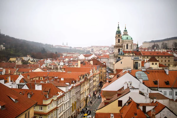 Vue Dessus Bâtiment Prague Avec Église — Photo