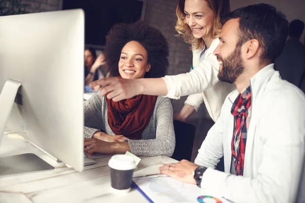 Trabajo Equipo Negocios Equipo Personas Creativas Felices — Foto de Stock