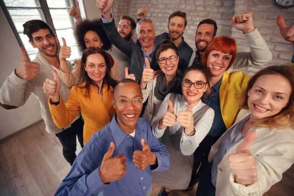 Businessman Businesswoman Team Giving Thumb Sign Success Business Teamwork Concep — Stock Photo, Image