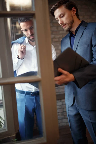 Two Successful Business Men Planning New Project Office — Stock Photo, Image