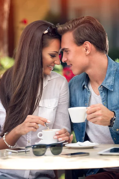 Tender Couple Cafe Spending Time Together — Stock Photo, Image