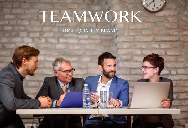 Teamwork Der Geschäftsleute Diskussion Über Treffen — Stockfoto