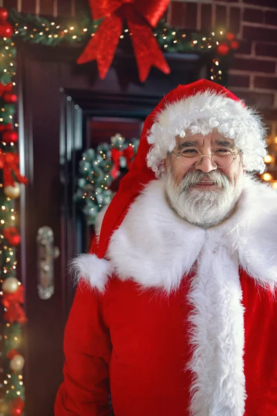 Portret Van Happy Santa Claus Magic Christmas Night — Stockfoto
