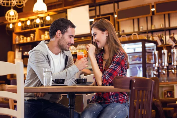 Romantisches Paar Café — Stockfoto