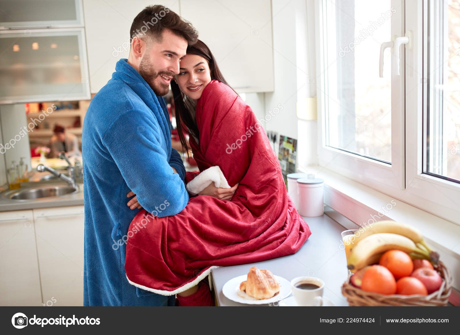 Beautiful Couple Love Kitchen Together Morning Stock Photo Image By Luckybusiness 224974424