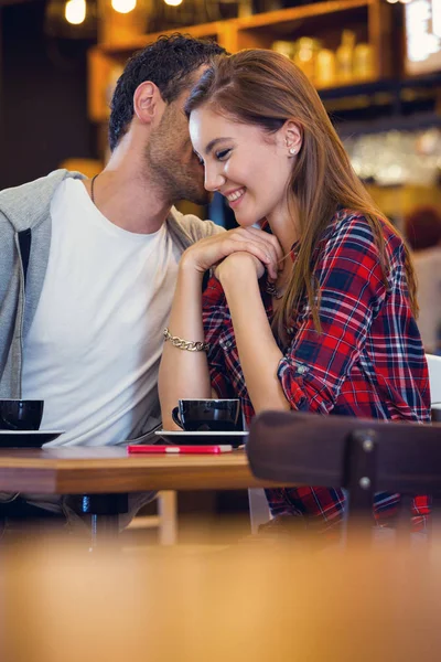 Romantic Couple Cafe Bar — Stock Photo, Image