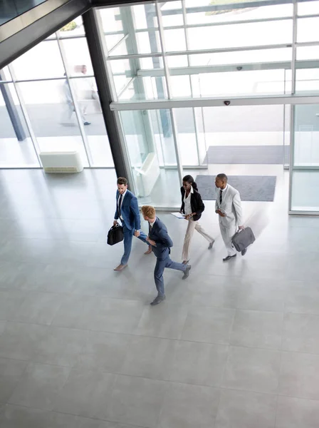 Group Multi Ethnic Business People Walking Way Building — Stock Photo, Image