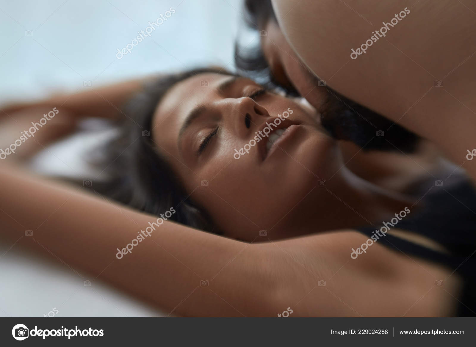 Sexy Man Woman Having Sex Intimate Young Couple Enjoying Bed Stock Photo by ©luckybusiness 229024288 pic