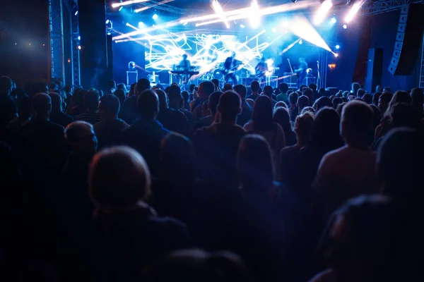 Publikum Beim Konzert Hintergrund Des Sommermusikfestivals — Stockfoto