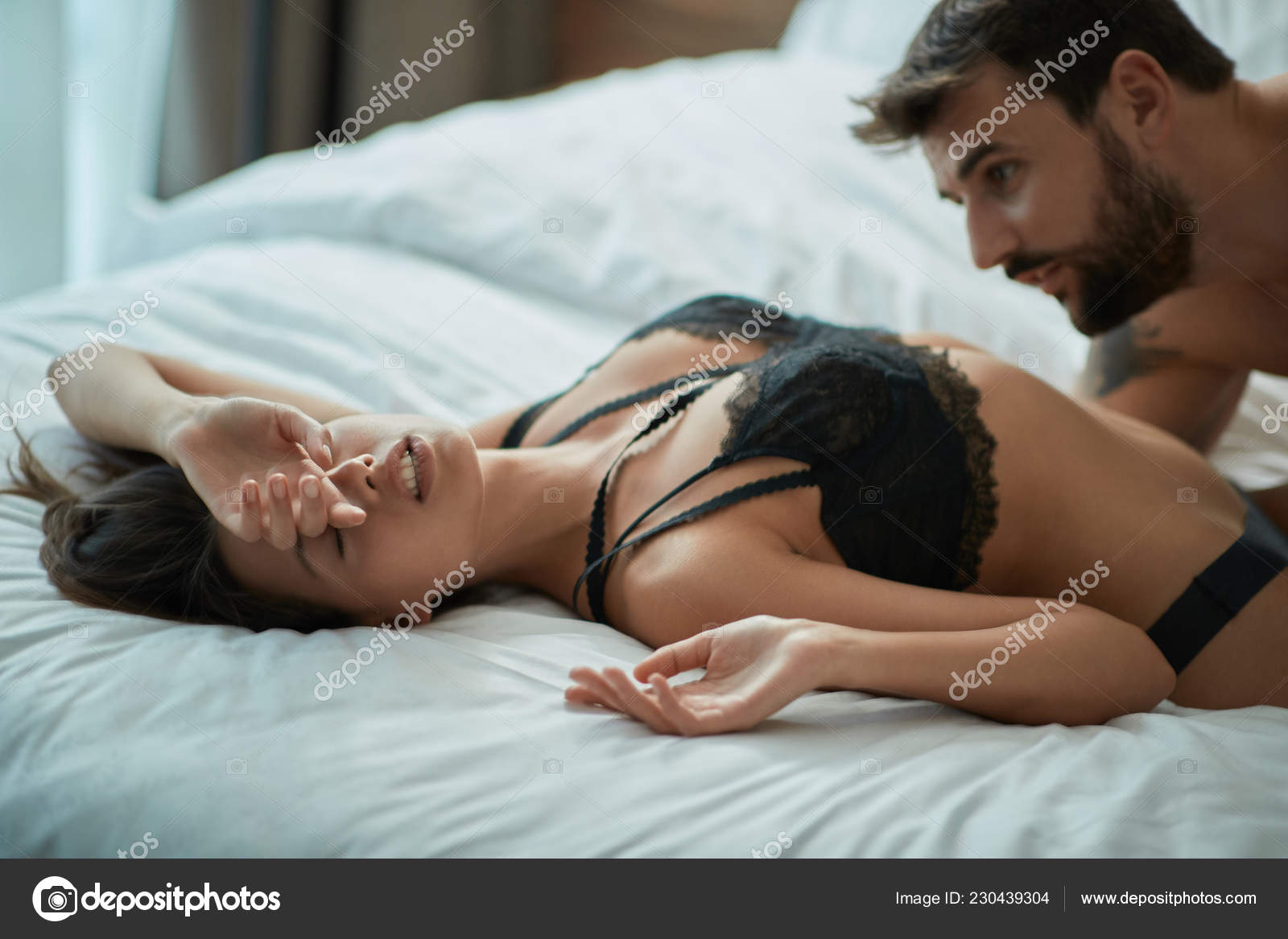 Passionate Sex Young Man Woman Making Love Bed Stock Photo by ©luckybusiness 230439304