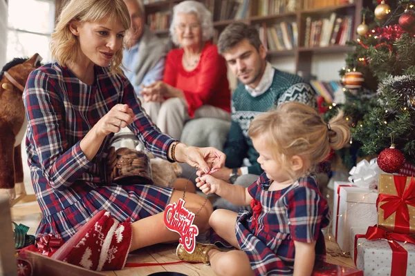 Familia Juntos Navidad Familia Feliz Juntos Navidad — Foto de Stock