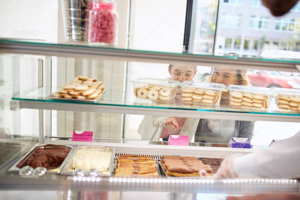 Large variety of sweets in renowned bakery store