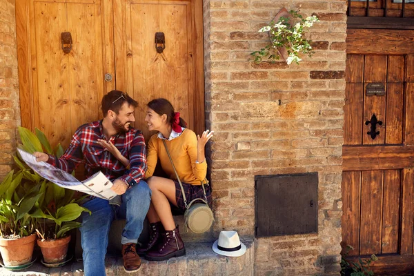 Couple making vacation plan