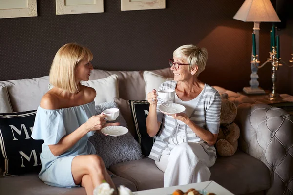 Pleasant chat with cup of coffee — Stock Photo, Image