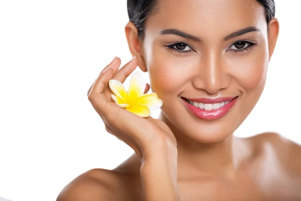 Happy young woman with perfect skin isolate — Stock Photo, Image