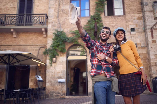 Romantic journey of a loving man and woman — Stock Photo, Image