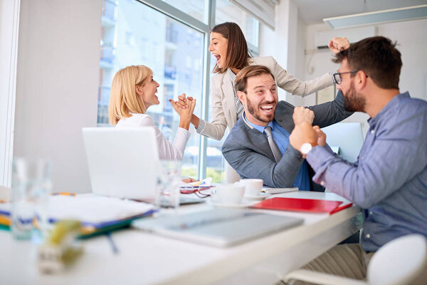 people successfully completed business meeting