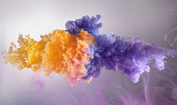 Mix of orange and purple water color paint splash background — Stock Photo, Image
