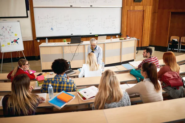 Estudiantes Con Maestra Anfiteatro — Foto de Stock