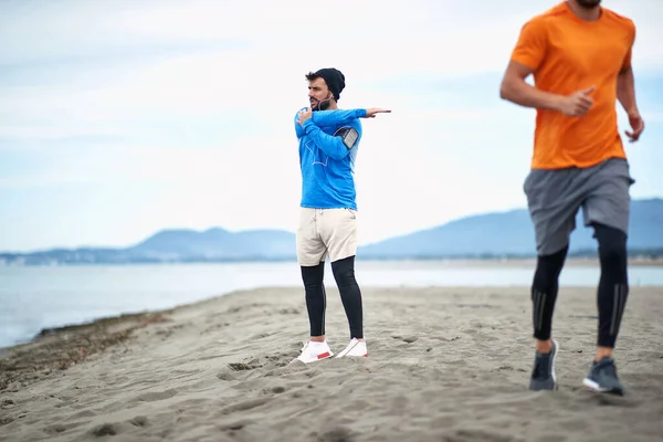 Entrenamiento Playa Con Clima Hermoso —  Fotos de Stock