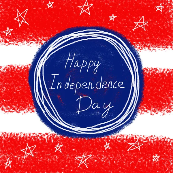 Happy 4th Of July USA Independence Day Text Space Background. Hand drawn — Stock Photo, Image