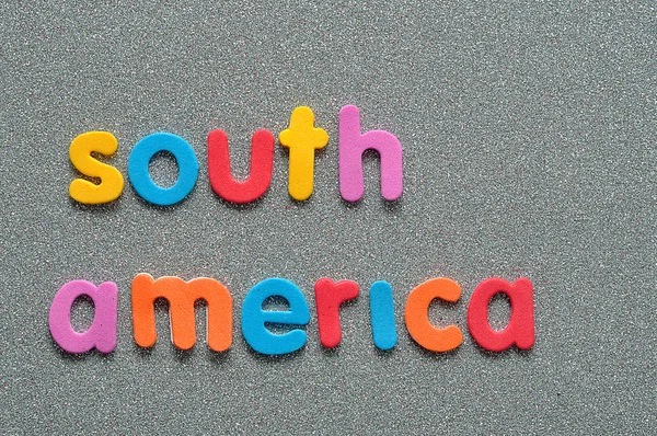 Las Palabras América Del Sur Letras Coloridas — Foto de Stock