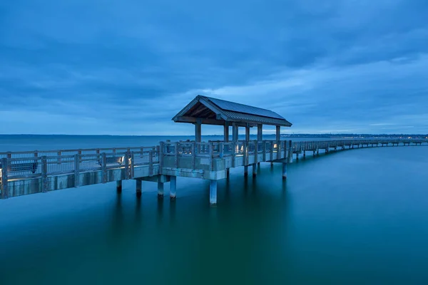 Taylor Dock Promenádě Státě Washington Fairhaven Během Večerní Modrá Hodina — Stock fotografie