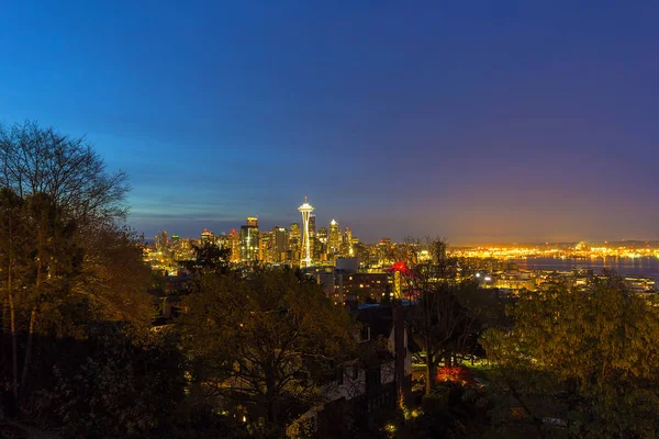 Seattle Washington City Skyline Von Puget Sound Hafen Und Hafen — Stockfoto