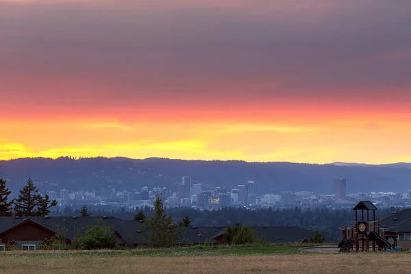 Portland Oregon Skyline Del Centro Ciudad Desde Altamont Park Scott — Foto de Stock