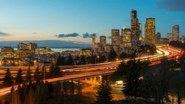 Time Lapse Van Lange Blootstelling Auto Verkeerslicht Routes Interstate Freeway — Stockvideo