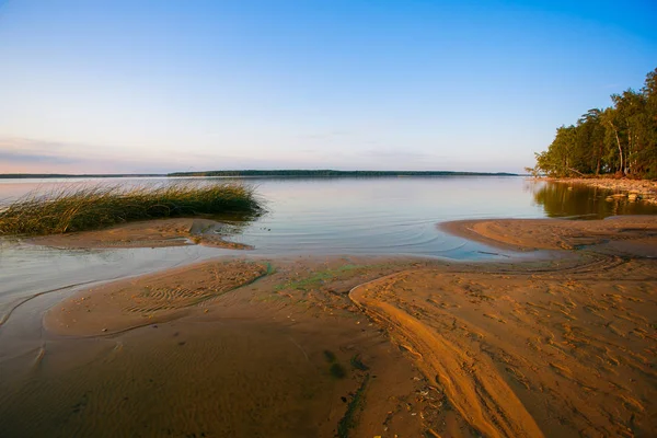 Lake Line Lit Fading Sunlight Landscape — Stock Photo, Image