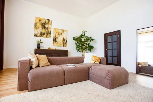 Ruang tamu yang nyaman dihiasi dengan elemen gaya — Stok Foto