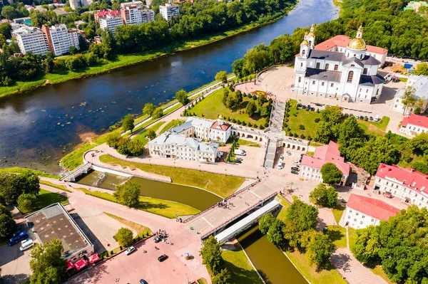 Vitebsk Belarus Juli 2019 Luchtfotografie Van Stad Vitebsk Uitzicht Rivier — Stockfoto