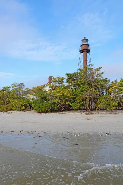 Ilha Sanibel Point Ybel Light Ilha Sanibel Flórida Com Vegetação — Fotografia de Stock