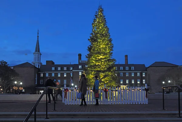 Alexandria Virginia Dezember 2017 Einkäufer Gehen Einem Weihnachtsbaum Marktplatz Auf — Stockfoto