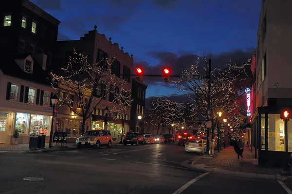 Alexandria Virginia Prosinec 2017 Podniky Ulicí Krále Jednoho Hlavních Dopravních — Stock fotografie