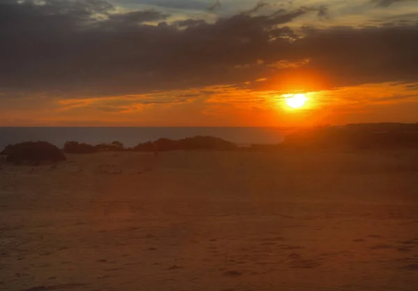 Coucher Soleil Sur Détroit Albemarle Depuis Parc État Jockeys Ridge — Photo