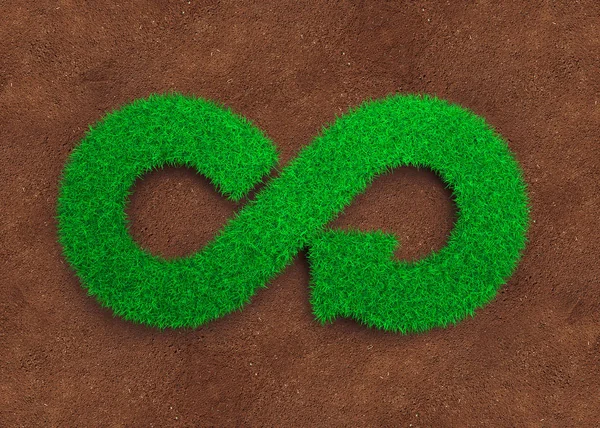 Eco Circulaire Economie Concept Het Groene Gras Vorm Van Pijl — Stockfoto