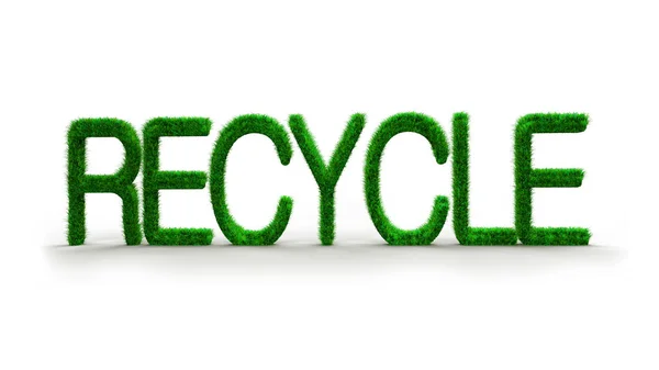 Hierba Verde Forma Palabra Reciclar Aislado Sobre Fondo Blanco Ilustración — Foto de Stock