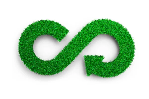 Eco Conceito Economia Circular Grama Verde Forma Seta Símbolo Reciclagem — Fotografia de Stock