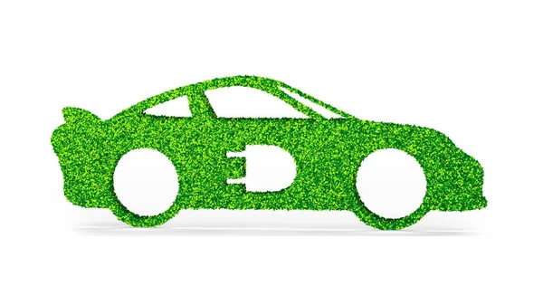 Herbe Verte Forme Voiture Isolée Sur Fond Blanc Concept Eco — Photo