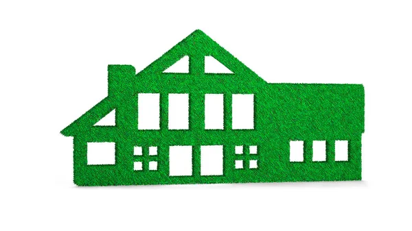 Grünes Gras Hausform Isoliert Auf Weißem Hintergrund Konzept Von Öko — Stockfoto