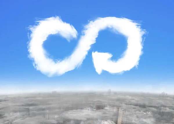 Eco Και Την Έννοια Της Κυκλικής Οικονομίας Λευκά Σύννεφα Στο — Φωτογραφία Αρχείου
