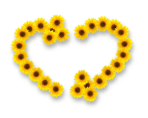 Sunflowers Shape Heart Recycling Symbol Isolated White Background — Stock Photo, Image