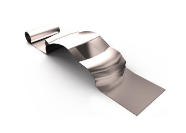 Beyaz, enerji tasarrufu, yüksek açılı görünüş, 3d illüstrasyon kavramı izole spor araba şeklinde metal roller sayfası.